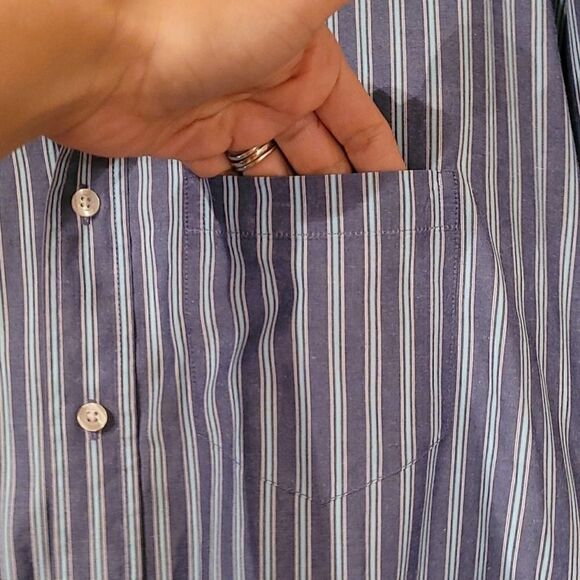 ARROW BLUE JEANS CO Men's Blue White Button Down Shirt Long-sleeved 2XL - Picture 4 of 10